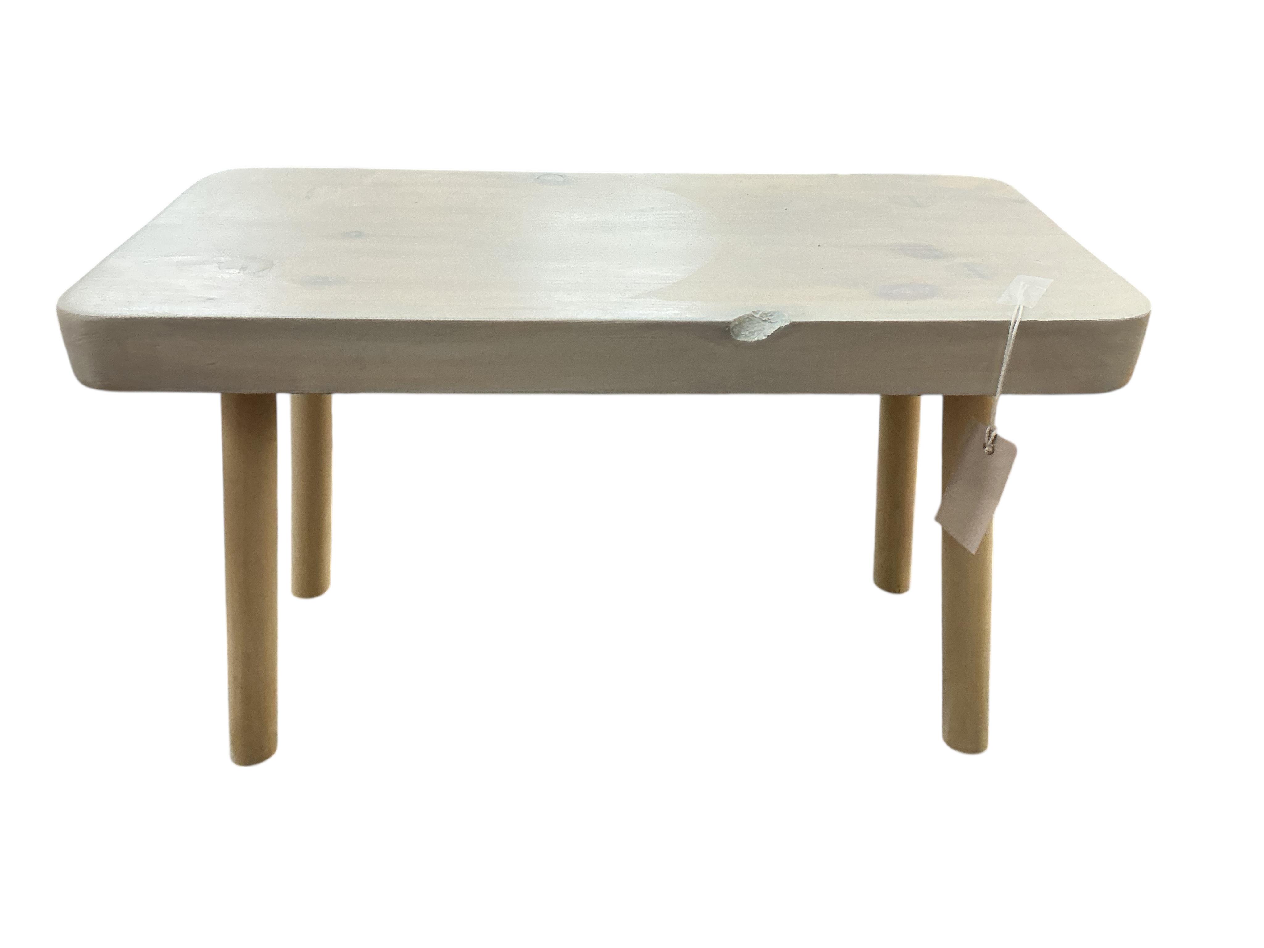 Four (two pairs) of contemporary painted stools or stands, larger width 57cm, depth 28cm, height 34cm